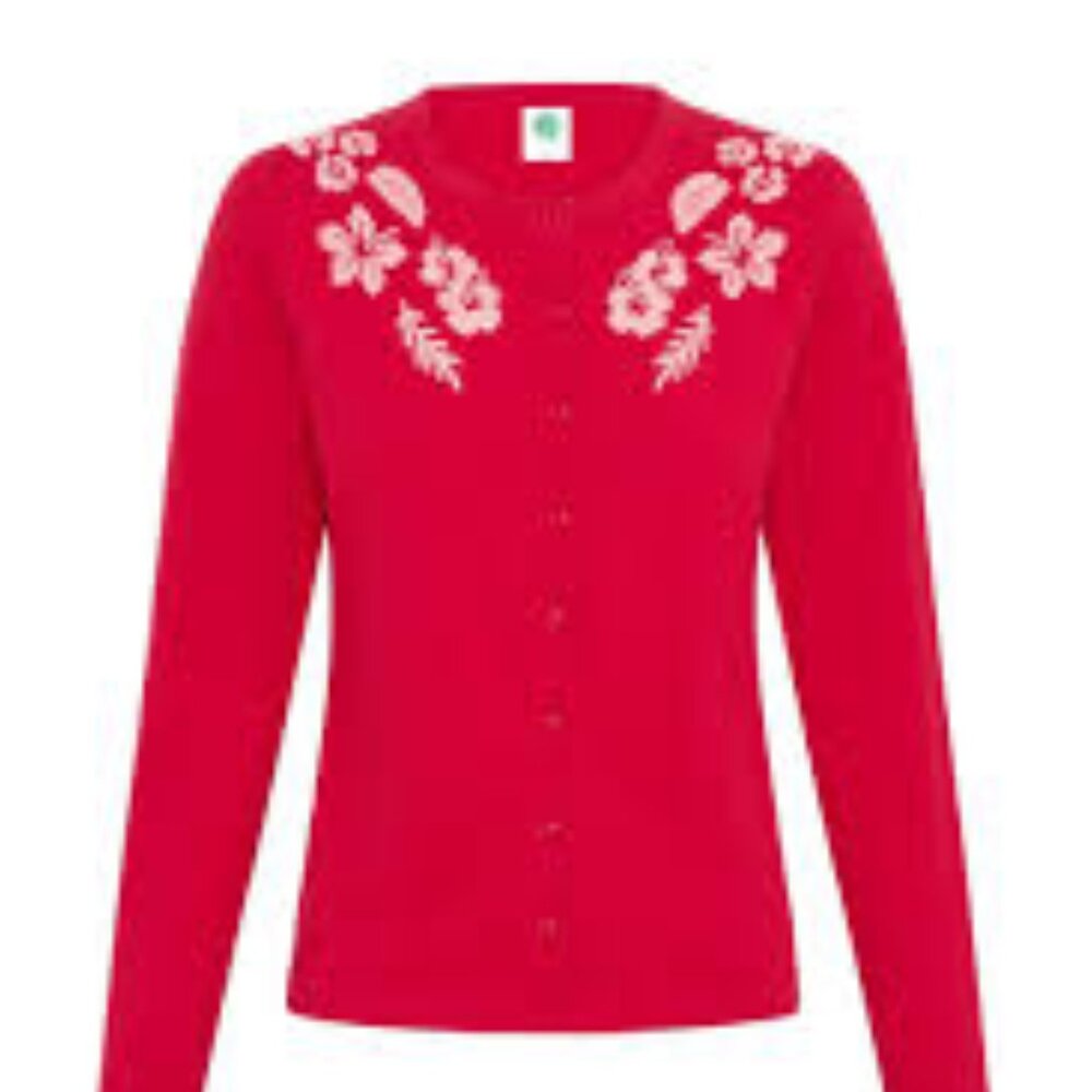 NEW EMMA MULHOLLAND ON HOLIDAY H. Island Cardigan Red/Peach Size S
